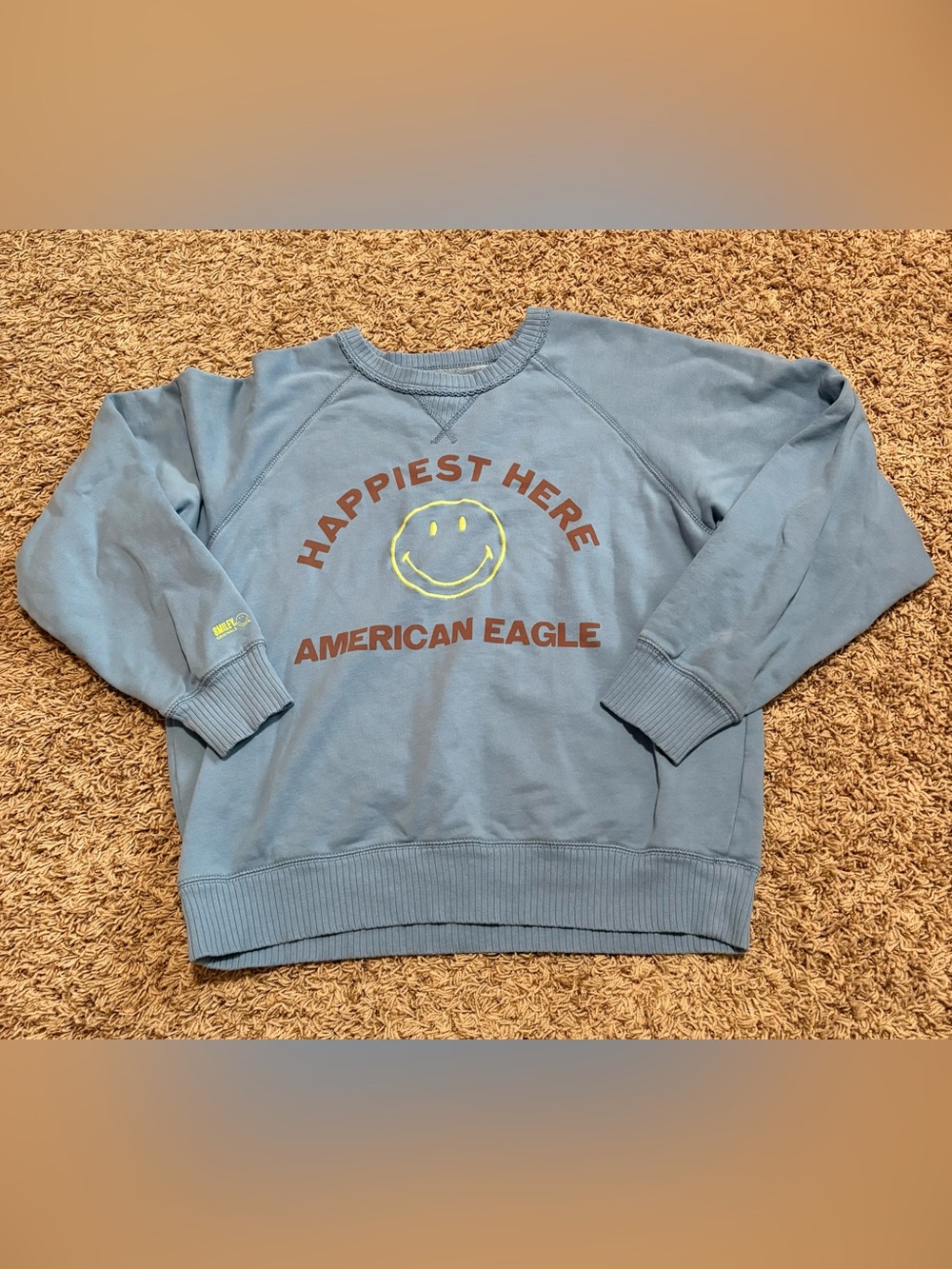 American Eagle Outfitters Smiley Graphic Sweatshirt Womens size Medium Blue